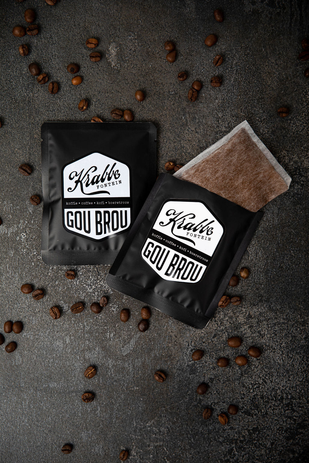 Krabbefontein Gou Brou Coffee Sachets. Best Coffee in South Africa. Ideal for outdoors, camping or anywhere!