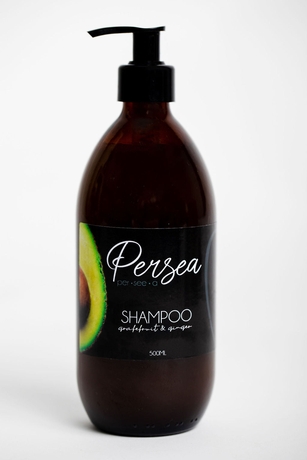 Persea Avo Shampoo. Grapefruit and Ginger Scented. Phosphate and Paraben free. All natural. Best Shampoo ever.